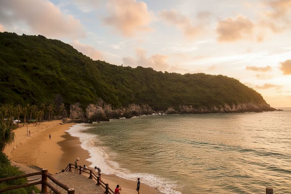 Cat Ba Island offers a serene escape, where gentle waves and lush green hills come together to create a peaceful and poetic atmosphere